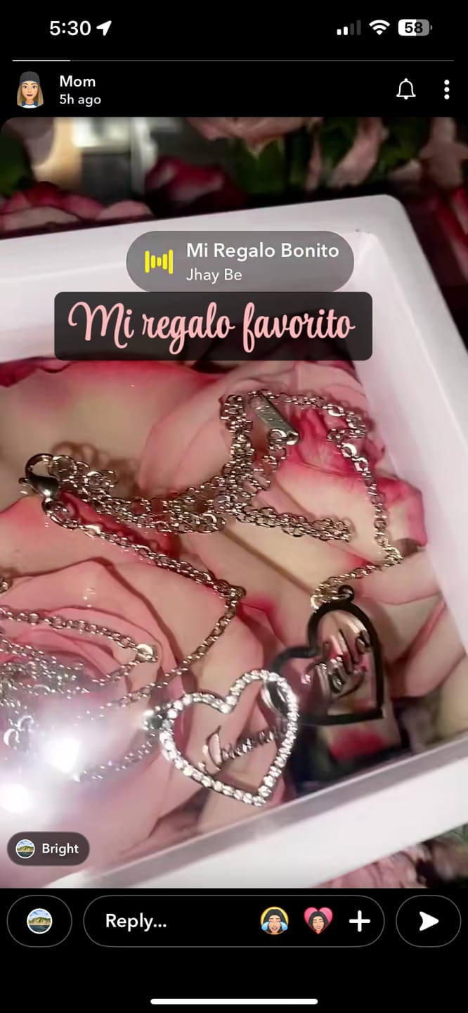 Customer photo review of Iced Heart Double Name Necklace