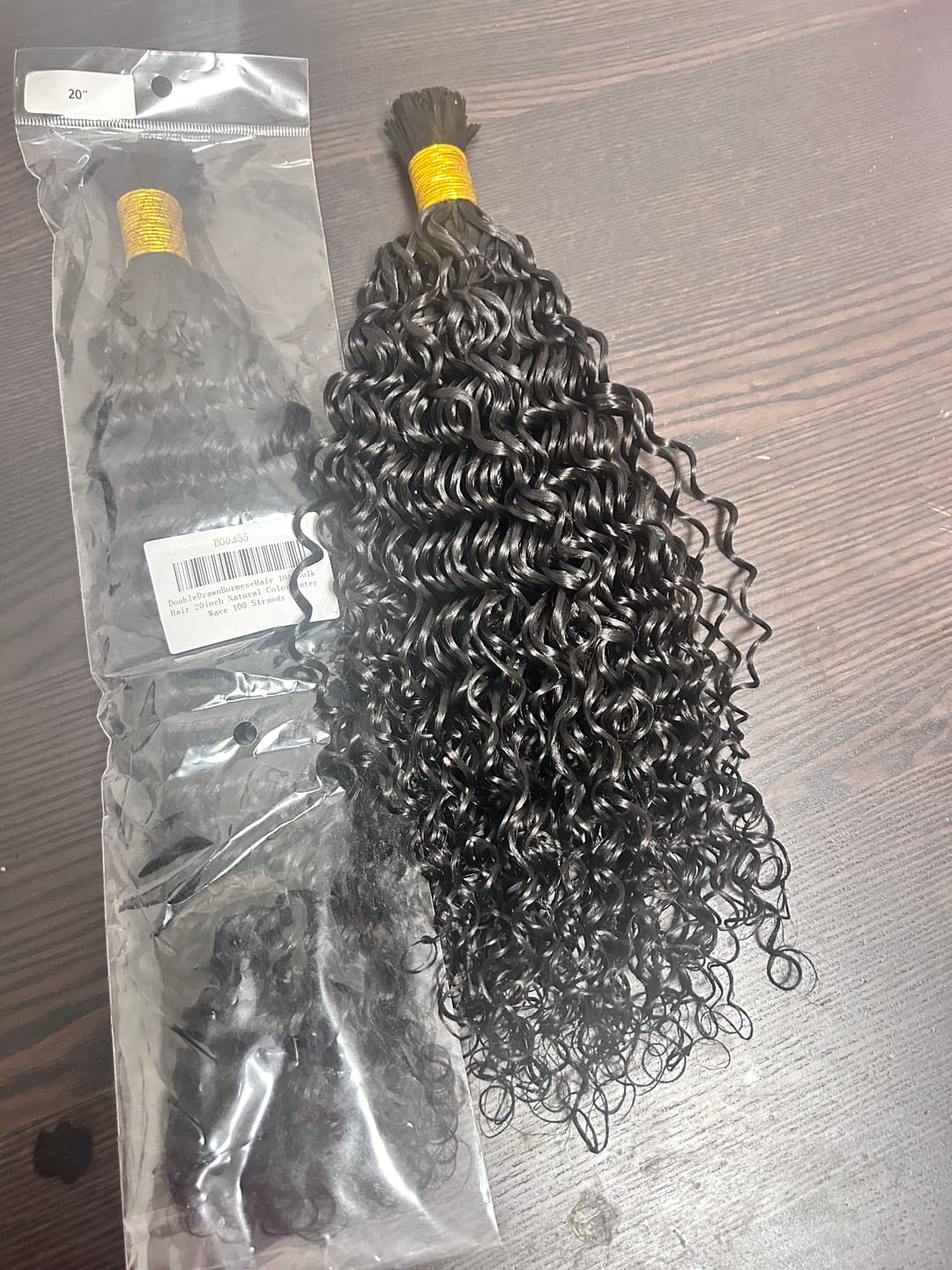 Customer photo review of Pre-Divided Double Drawn Burmese Water Wave Human Hair Bulk
