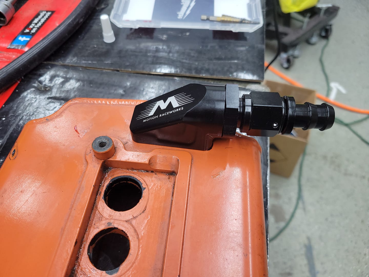 Customer photo review of Motion Raceworks Billet Valve Cover Breathers Black Anodized (Pair)