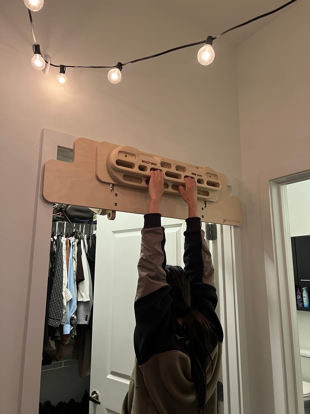 Customer photo review of Hangboard Doorway Mount