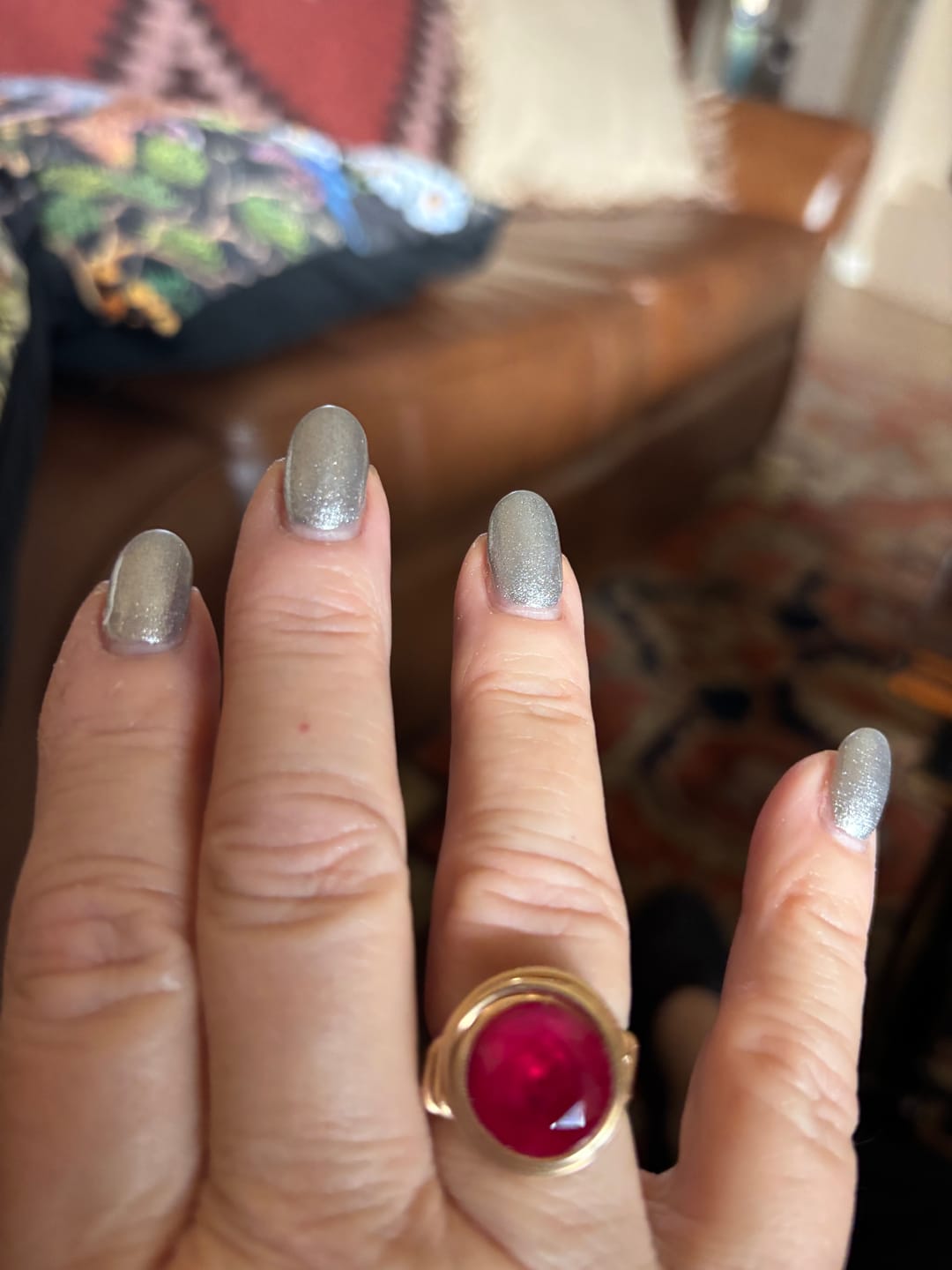 Customer photo review of Ruby Gold Universe Ring