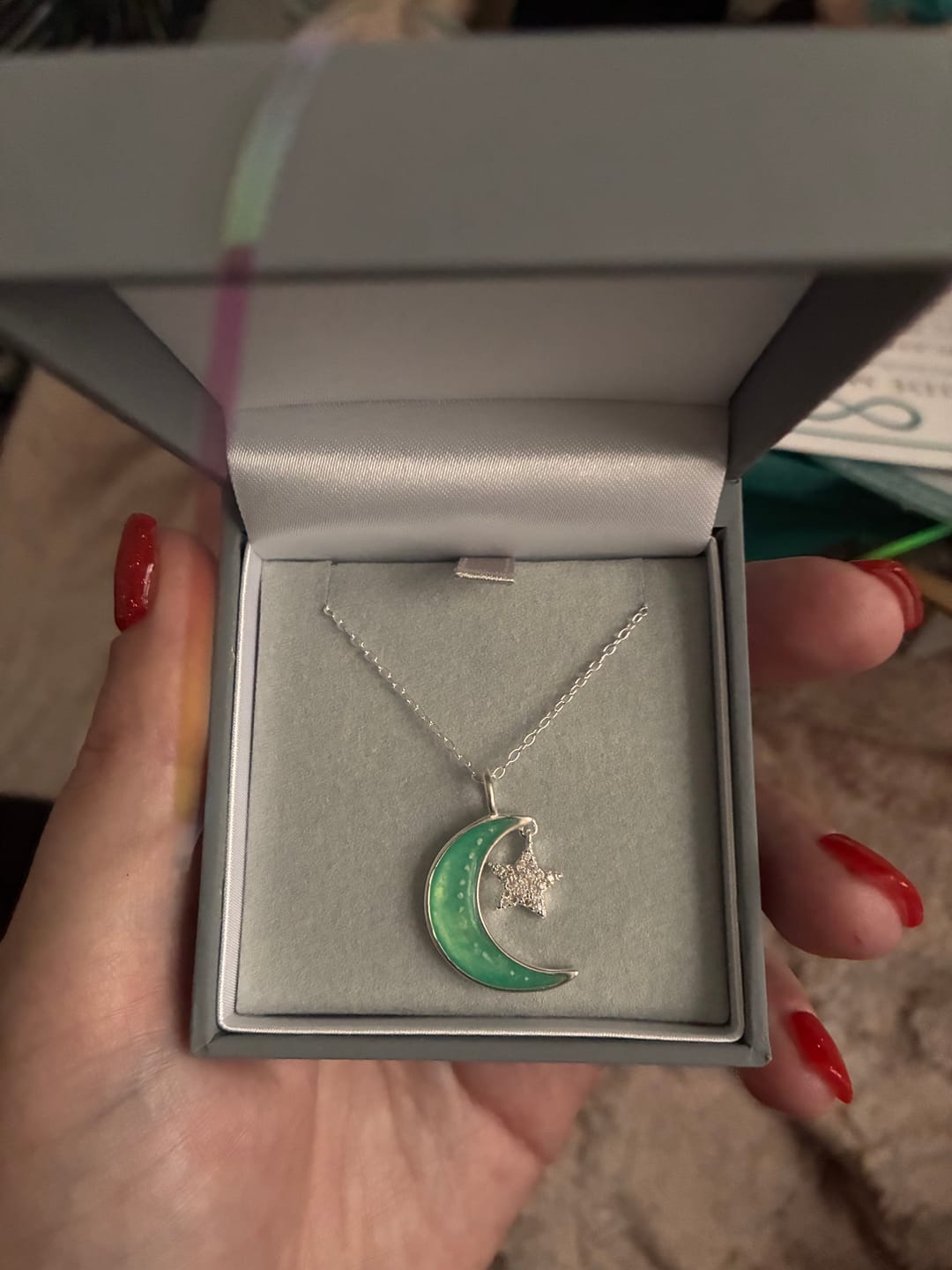 Customer photo review of Moon & Star Pendant