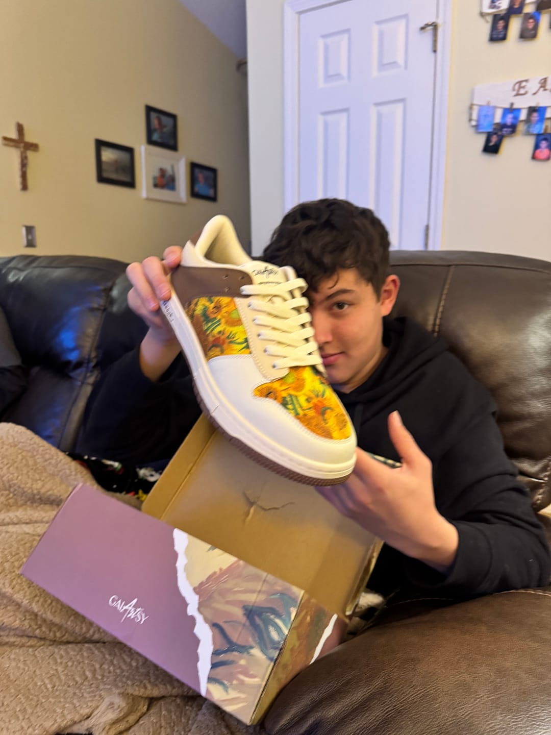 Customer photo review of Van Gogh Sunflowers inspired sneakers