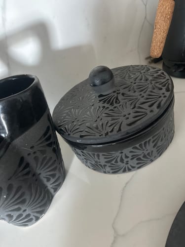 Customer photo review of Black Talavera Style Tortilla Warmer - Tortillero Negro