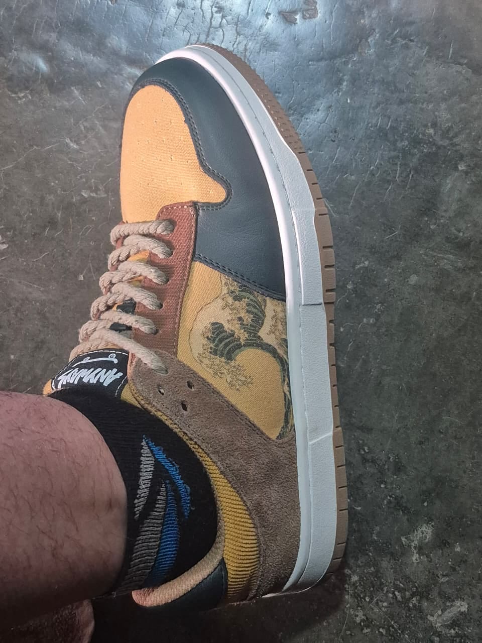 Customer photo review of The great wave off Kanagawa inspired sneakers