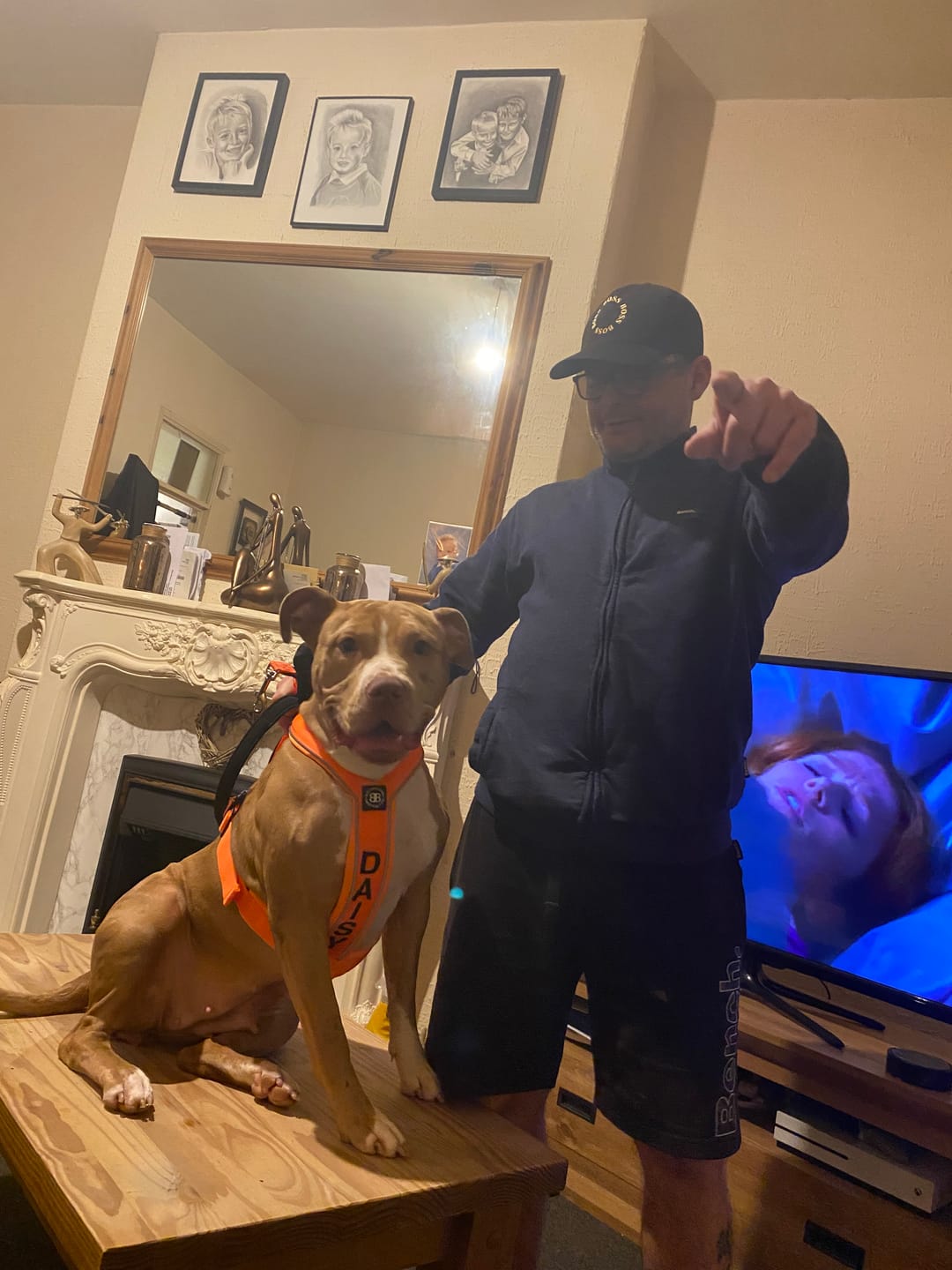 Customer photo review of Slip on Harness | Foam Padded - Orange