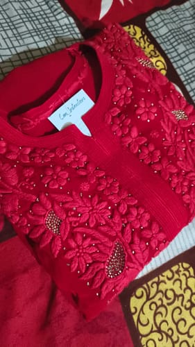 Customer photo review of Hoor Red Viscose Georgette Kurta