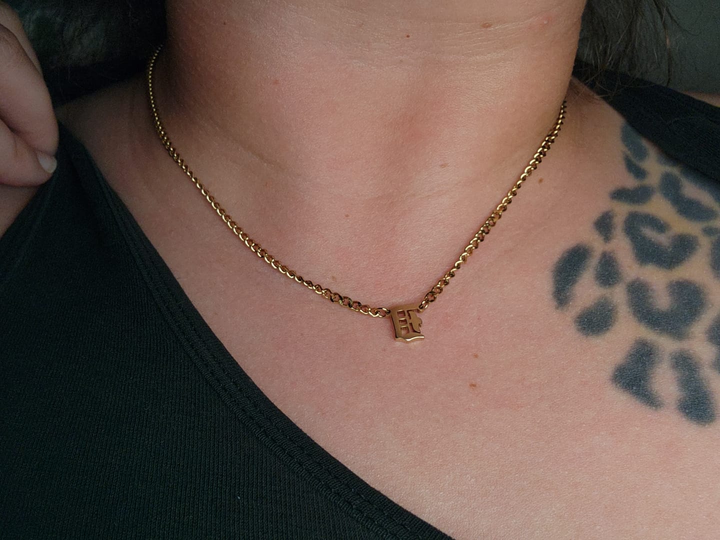 Customer photo review of Cuban Initial Necklace