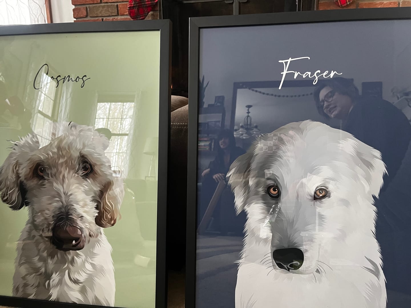 Customer photo review of Custom Framed Pet Portrait, USA Made, Unique Pet Memorial (Size/Frame Color: 18"x24"/Black, Number of Pets: One Pet, Personalization: Not requested on this item.)