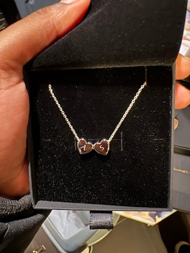 Customer photo review of Amo Heart Double Bead Necklace in Silver
