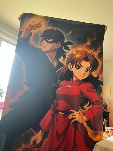 Customer photo review of Personalized Blanket - Portrait in Anime Style