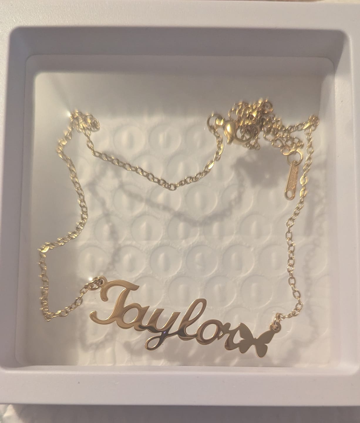 Customer photo review of Kids Butterfly Name Necklace