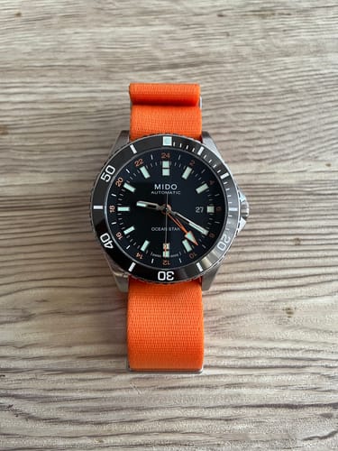 Customer photo review of Orange Nylon Watch Strap