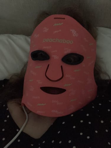Customer photo review of Peachaboo Pro Glo Silicone LED Light Therapy Mask