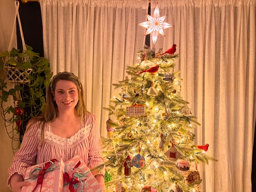 Customer photo review of Hearth Stripe Cotton Flannel Long Sleeve Ballet Nightgown