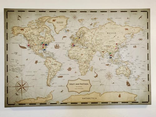 Customer photo review of Pinnable World Journey Map • Vintage Explorer