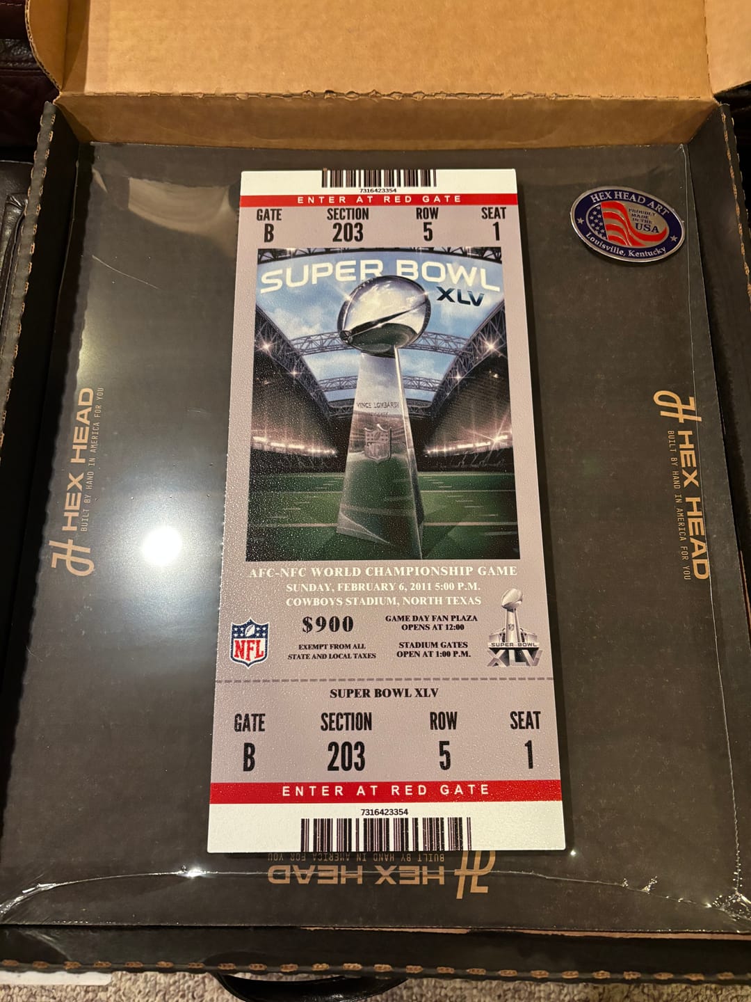 Customer photo review of Green Bay Packers Super Bowl XLV Ticket Stub Single Layer Metal Wall Art