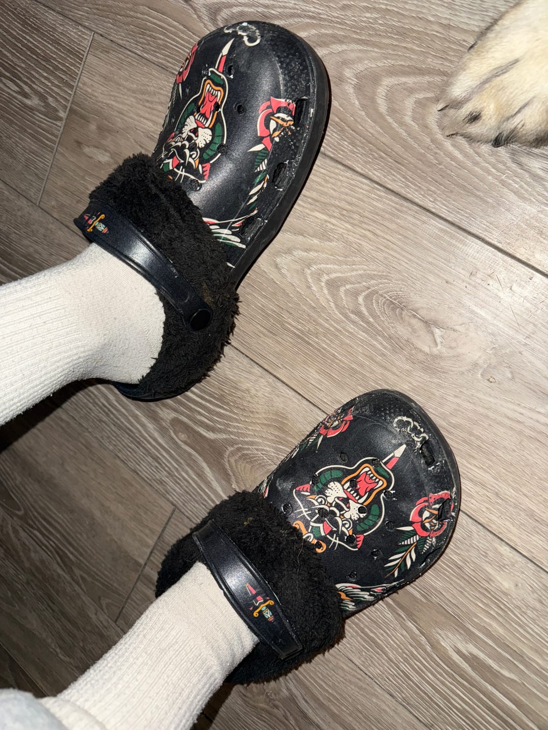 Customer photo review of Unisex Tiger Print - Fur Lined Slippers/Sandals