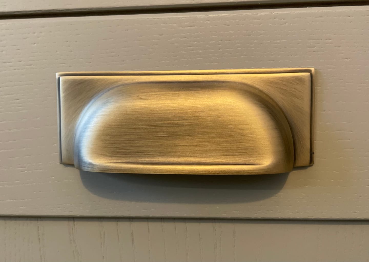 Customer photo review of Shropshire Aged Brushed Brass Cupboard Handles