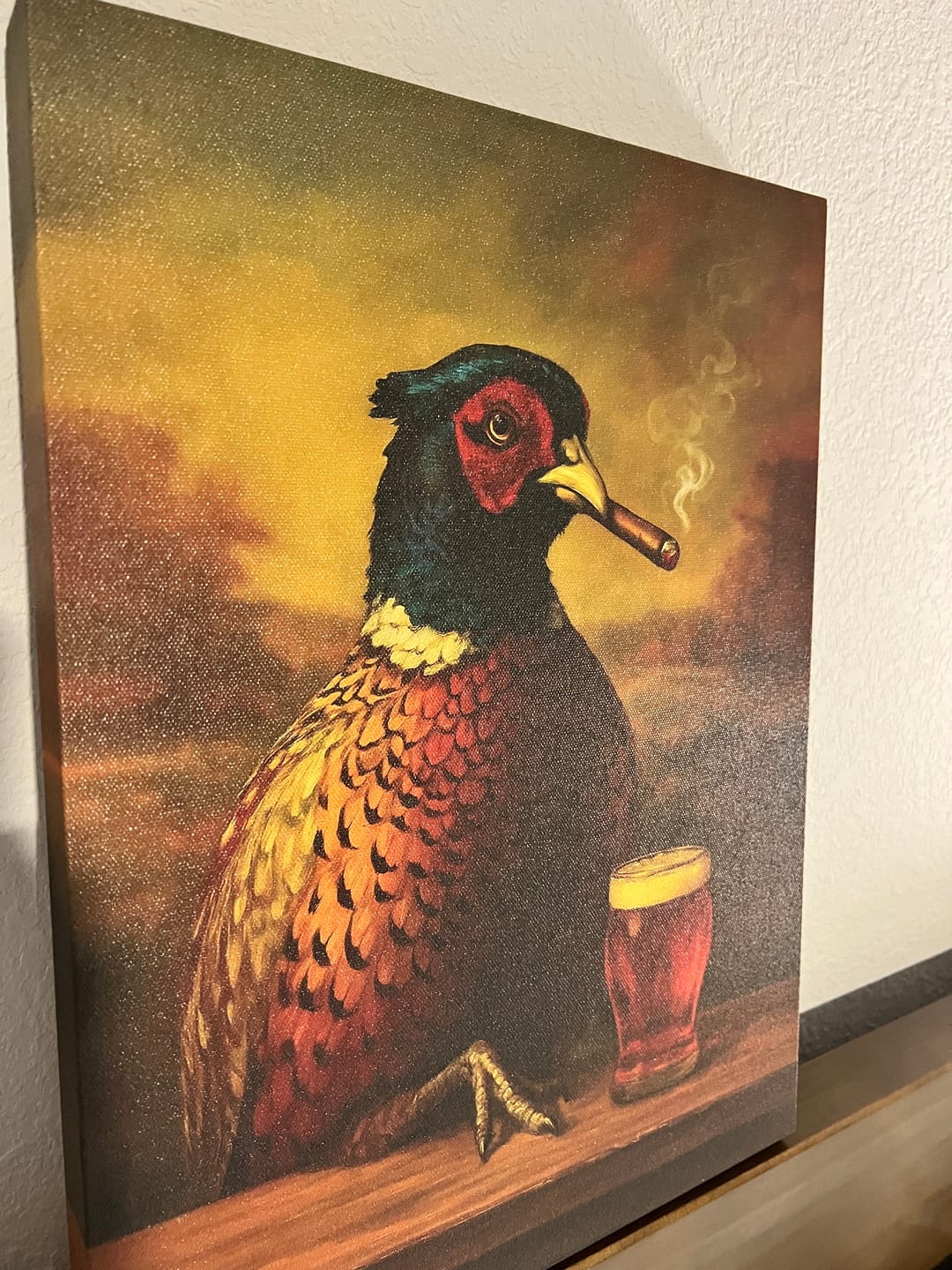 Customer photo review of Funny Mallard Duck Smoking & Drinking Cocktail Glasses Canvas Wall Art - Rustic Hunting Perfect Gift for Hunters & Cocktail Glasses Lovers