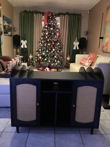 Customer photo review of 38" Rattan Door Record Player Stand