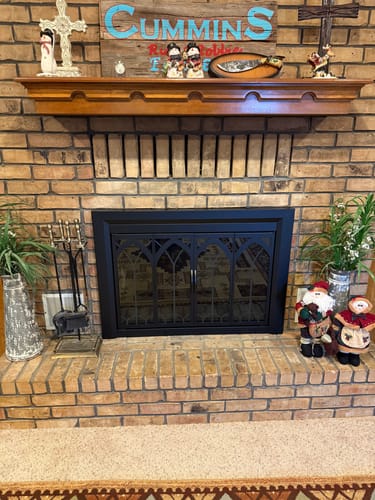 Customer photo review of Colt Flat Black Masonry Glass Fireplace Door | Standard Sizes