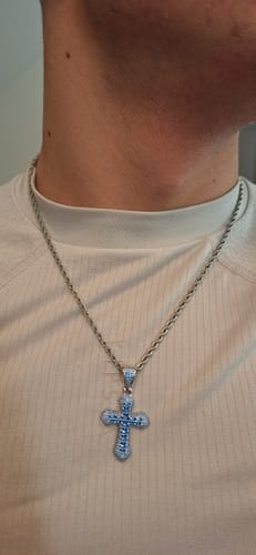 Customer photo review of BLUE CROSS PENDANT.