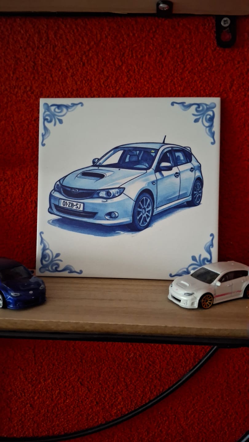 Customer photo review of Delfts Blauw tegeltje bedrukken met eigen auto