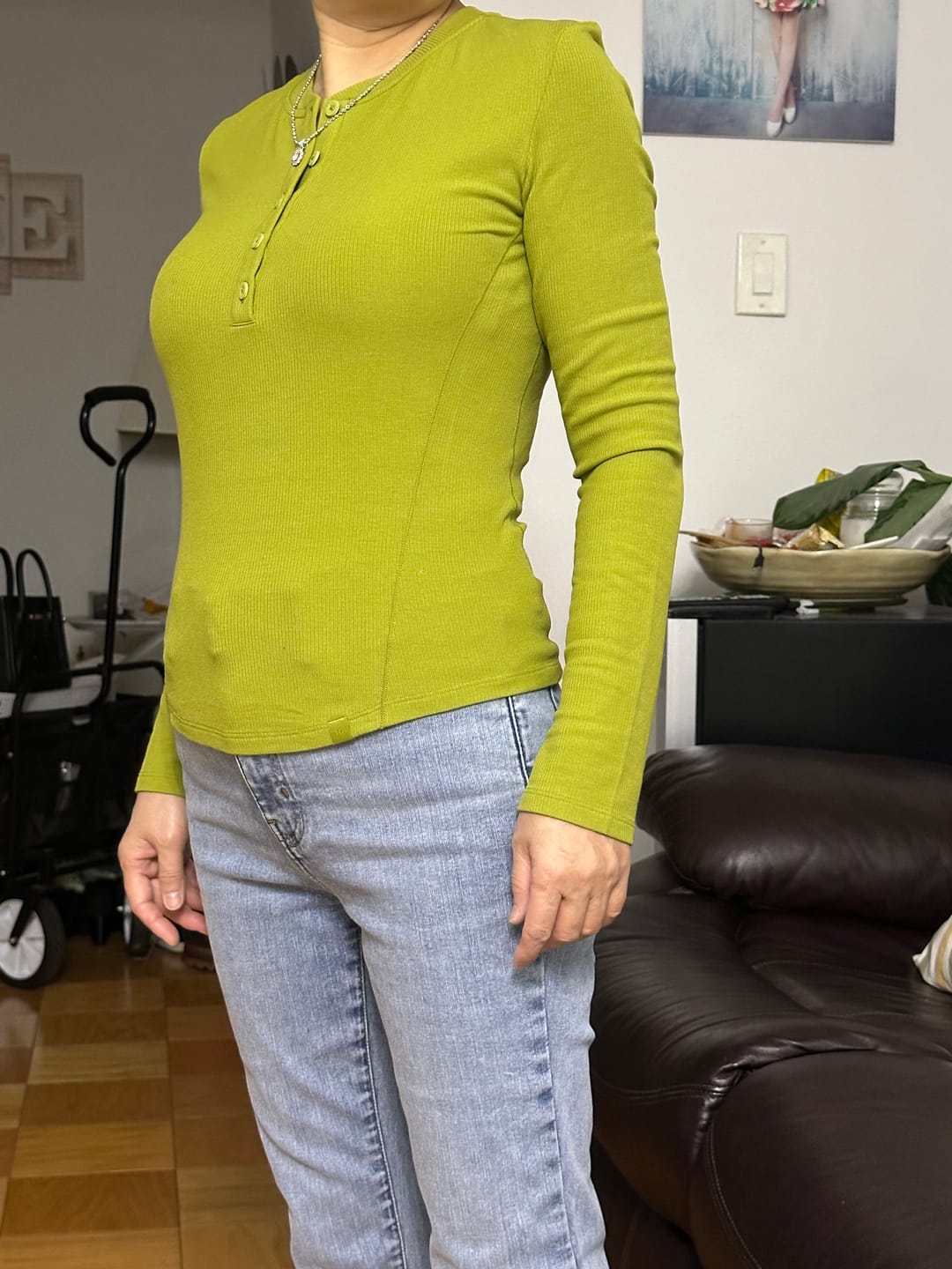 Customer photo review of HenleyHaven – Women’s Henley Base Layer Long Sleeve Shirt