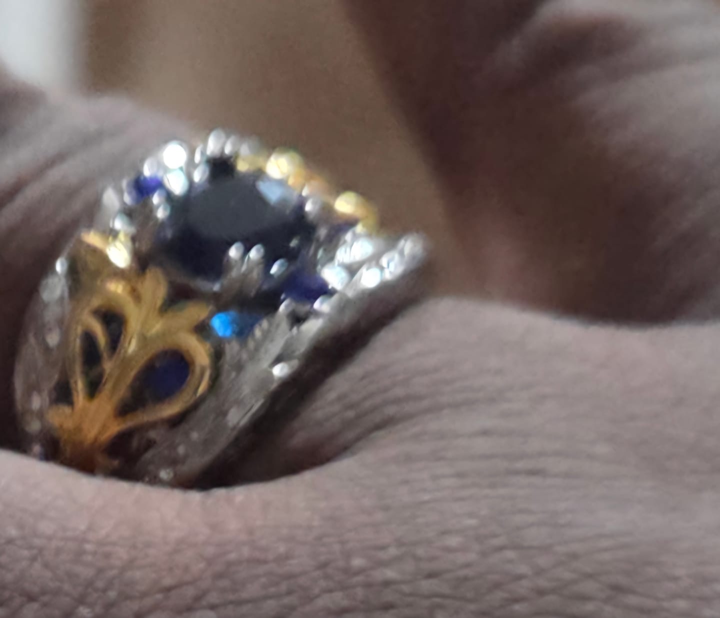 Customer photo review of FREE Today: Blue Gold Sapphire Crystal Two Tone Ring