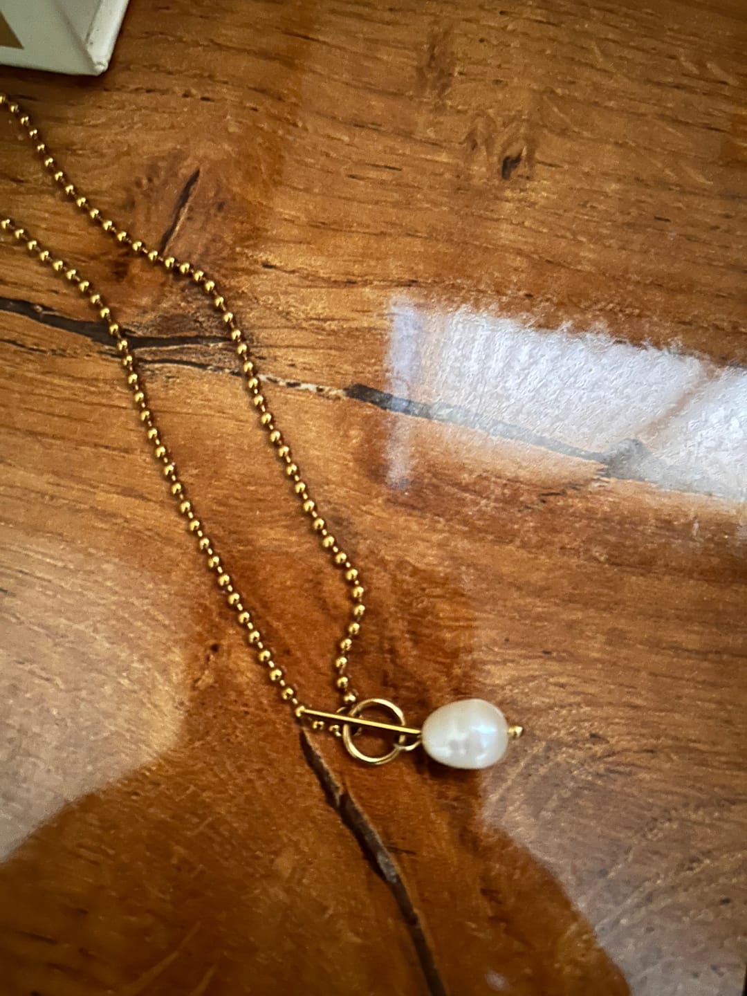 Customer photo review of Dainty Beaded Pearl Chain