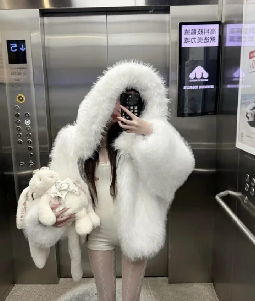 Customer photo review of Cynthia Faux Fur Jacket