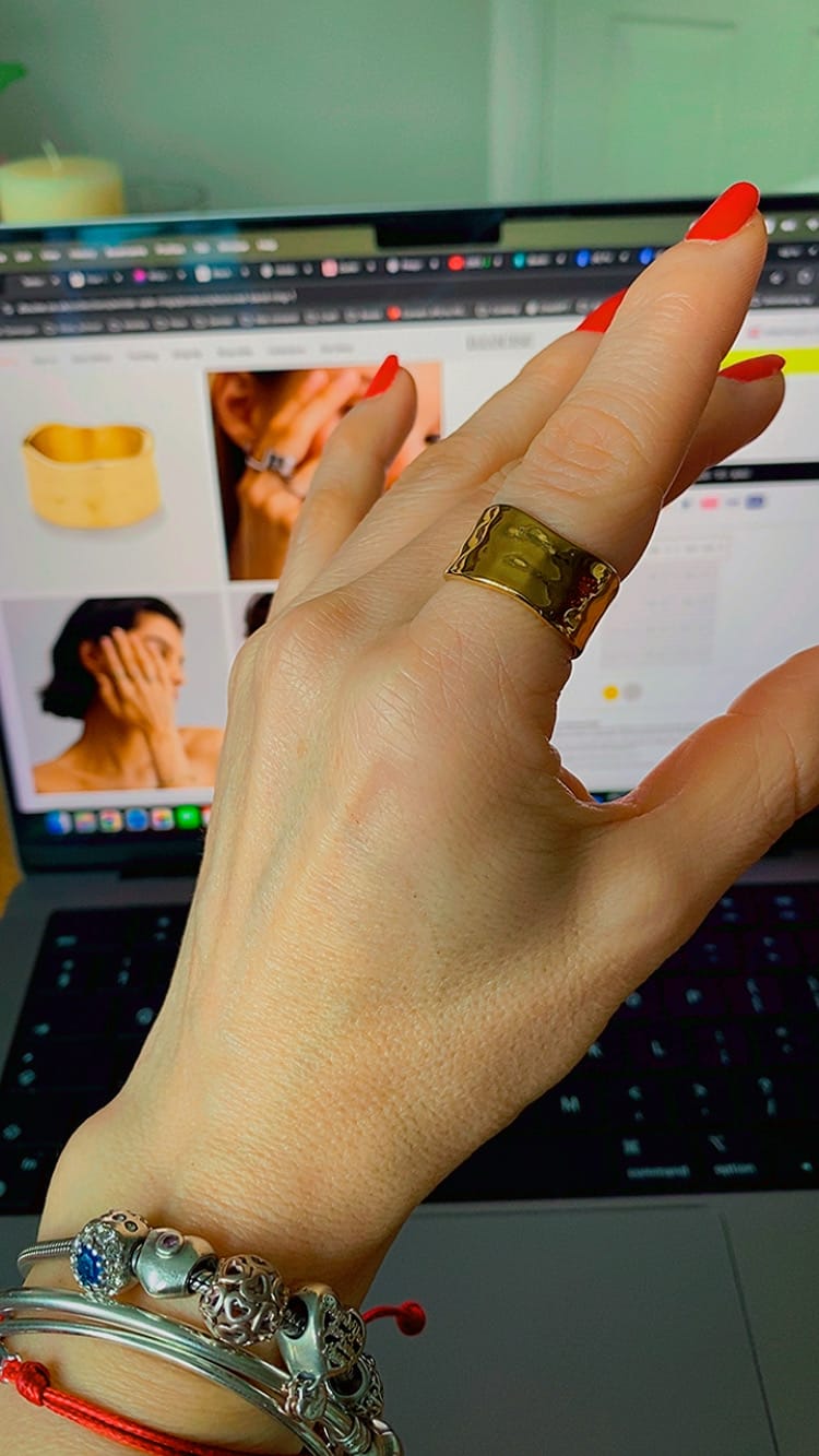 Customer photo review of Textured Band Ring