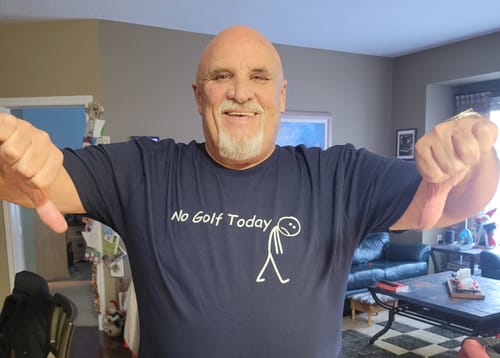 Customer photo review of No Golf Today T-Shirt US