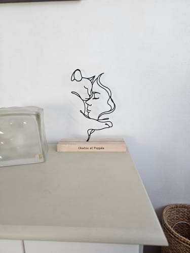 Customer photo review of ATLAS – Chat en métal sur socle bois – Cadeau original amoureux des chats