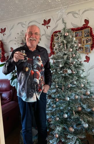 Customer photo review of Men's Motorcycle Santa Christmas Long Sleeve Shirt