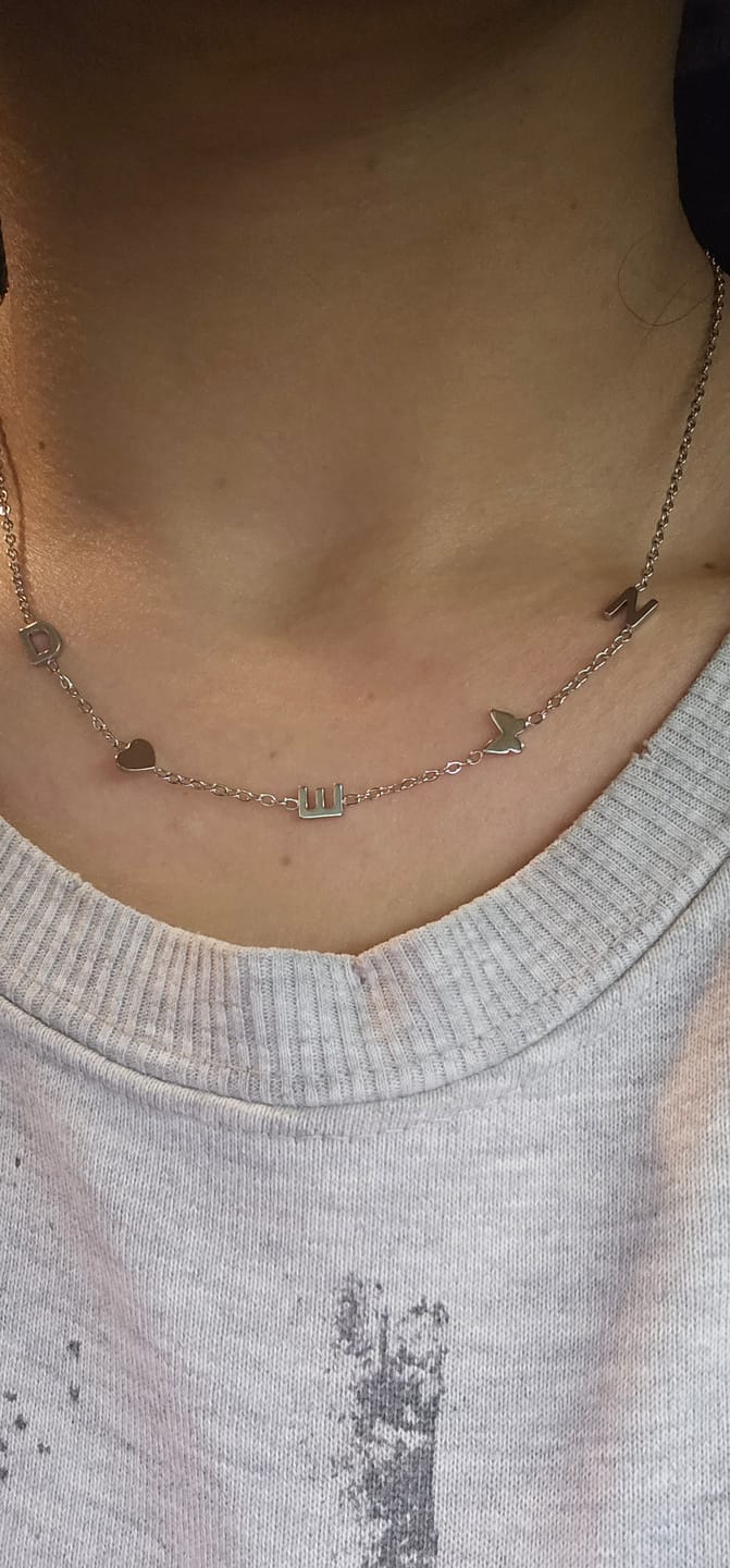 Customer photo review of Custom Sideways Initial Necklace