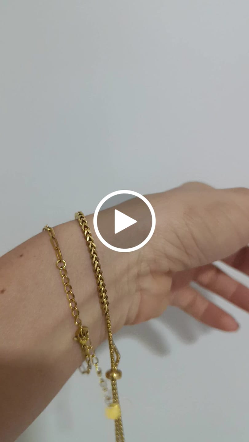 Customer video review of Pulseira Trama Ajustável Banhado em Ouro 18k