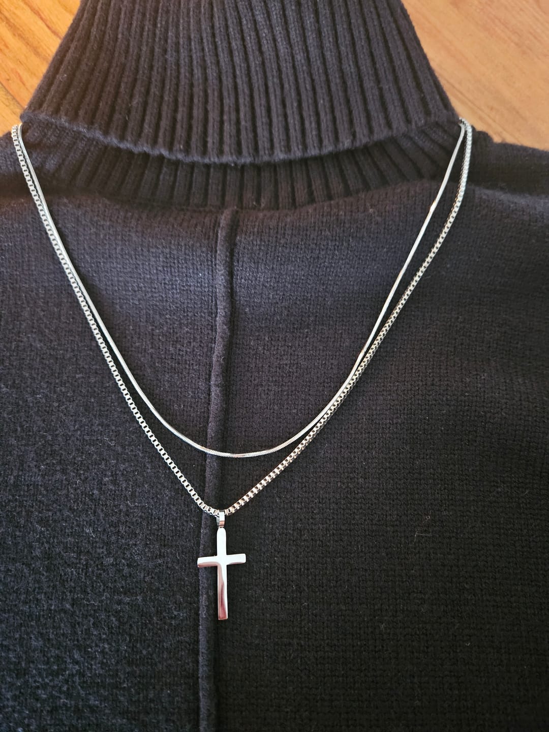 Customer photo review of Classic Cross Necklace Duo