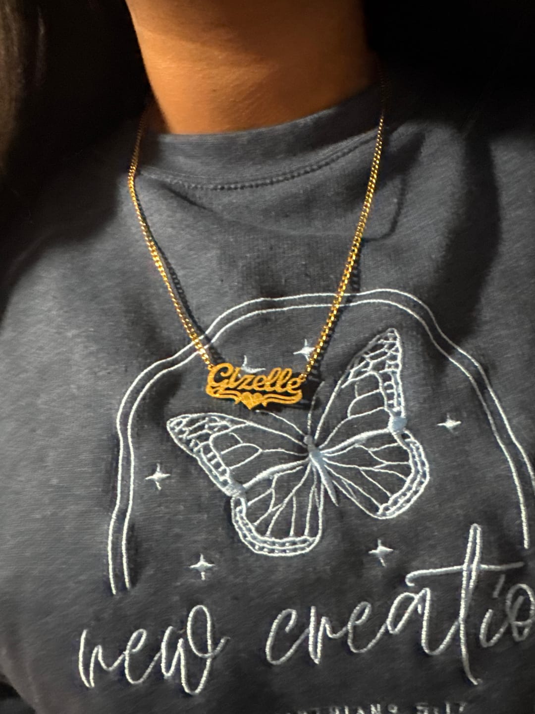 Customer photo review of Kids Love Heart Name Necklace