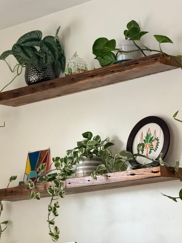 Customer photo review of RECLAIMED WOOD FLOATING SHELVES