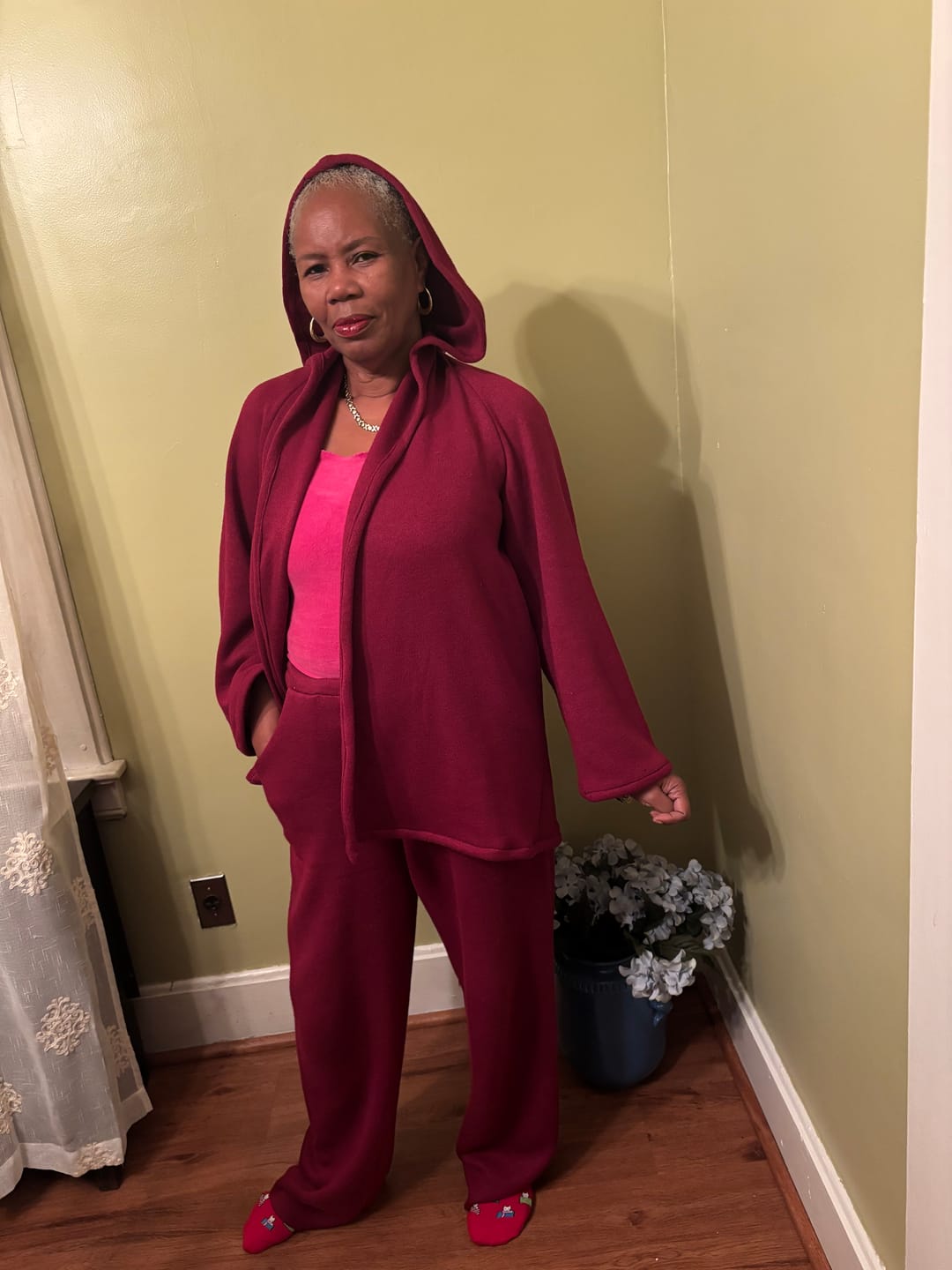 Customer photo review of Burgundy Ultra Soft Faux Cashmere