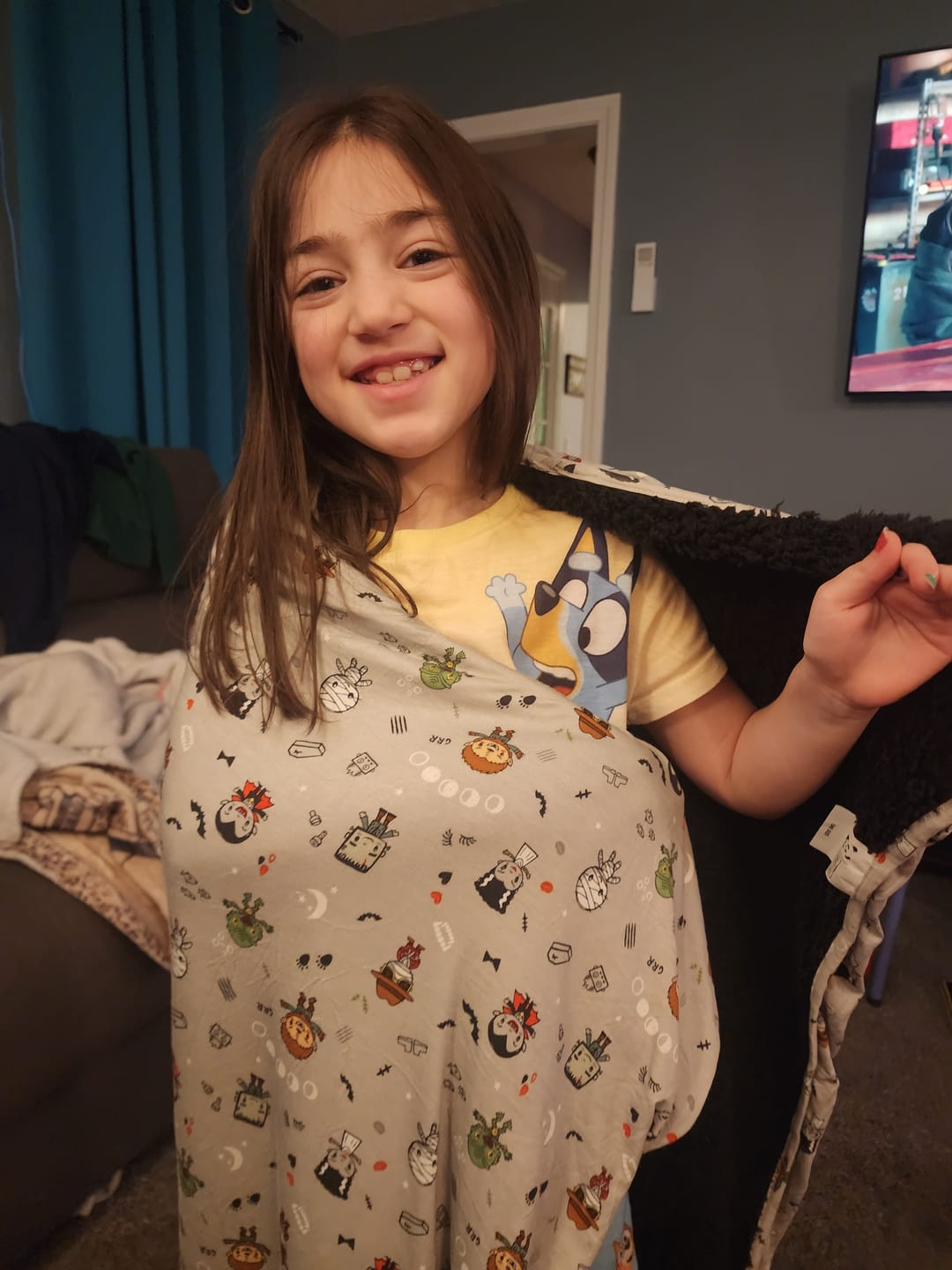 Customer photo review of Little Monsters Bamboo Sherpa Blanket