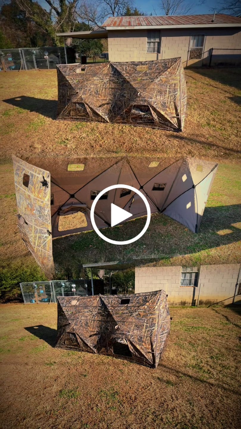 Customer video review of Modular Panel Hunting Blind | A-Frame Pop Up Duck & Goose Blinds | Portable 3-4 Person Waterfowl Ground Blind Camo