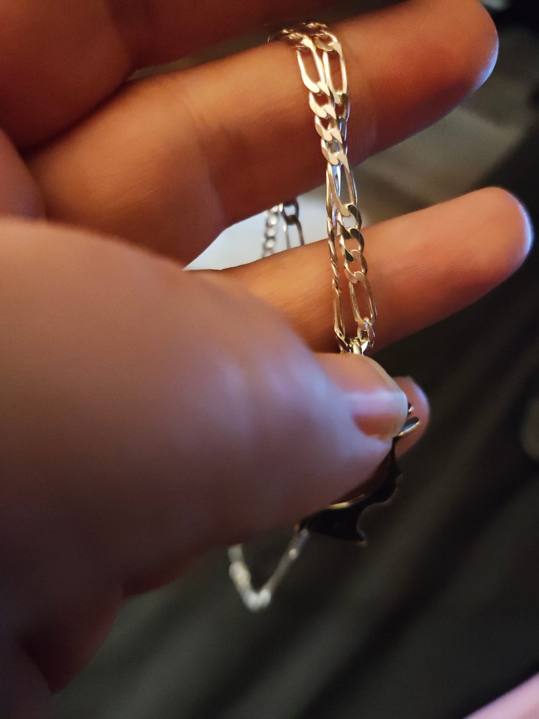 Customer photo review of 3MM STERLING SILVER FIGARO CHAIN