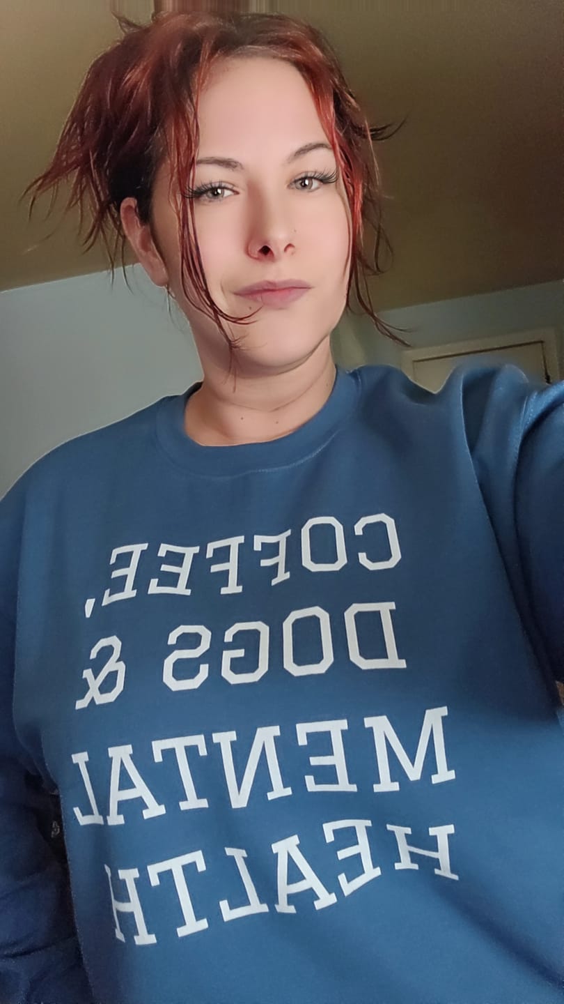 Customer photo review of Coffee, Dogs & Mental Health Sweatshirt