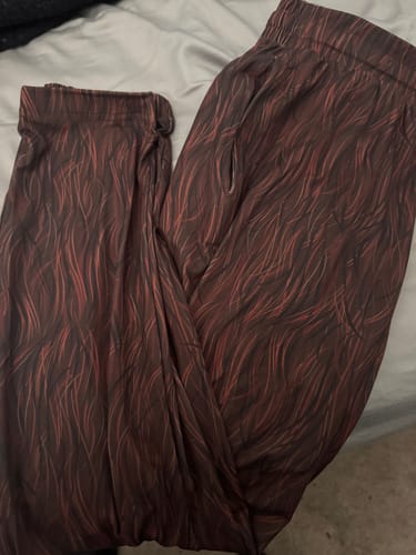 Reviewer's 'The Chewie' Performance Joggers laid out, showing the detailed brown fur-like pattern.
