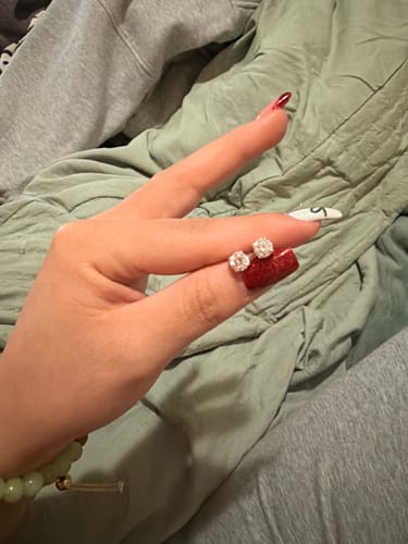 Customer photo review of Lenny Round Crystal Earrings