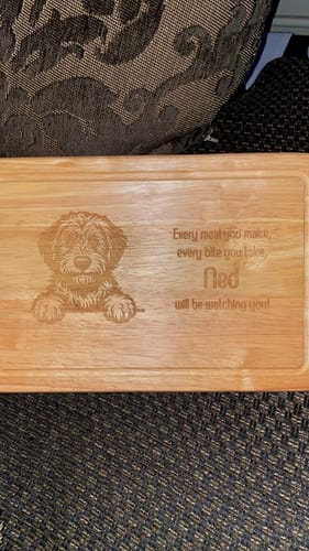 Customer photo review of Personalised Dog Photo Chopping Board