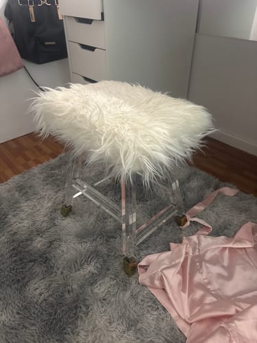 Customer photo review of Furry Top Acrylic Makeup Stool / Chair - White